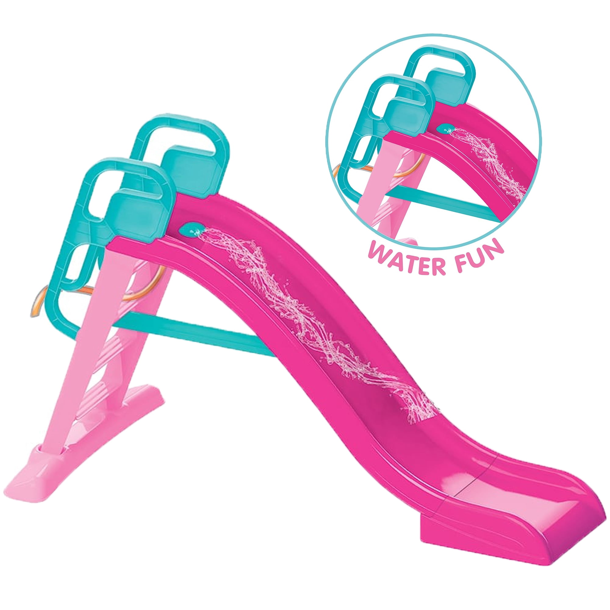 Dolu: Big Splash Slide: Unicorn Pink & Blue - Waterslide Hose Attachment, Indoor/Outdoor, Plastic Playground Equipment, 74.4 x 33.5 x 44.9, Kids 3+