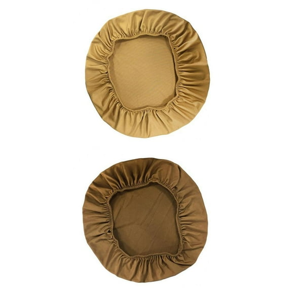 2PC Round Bar Stool Covers Spandex Stool Slipcover Washable Elastic Stool Cushion Slipcover for Dia. 14-20" Chair Coffee   Khaki