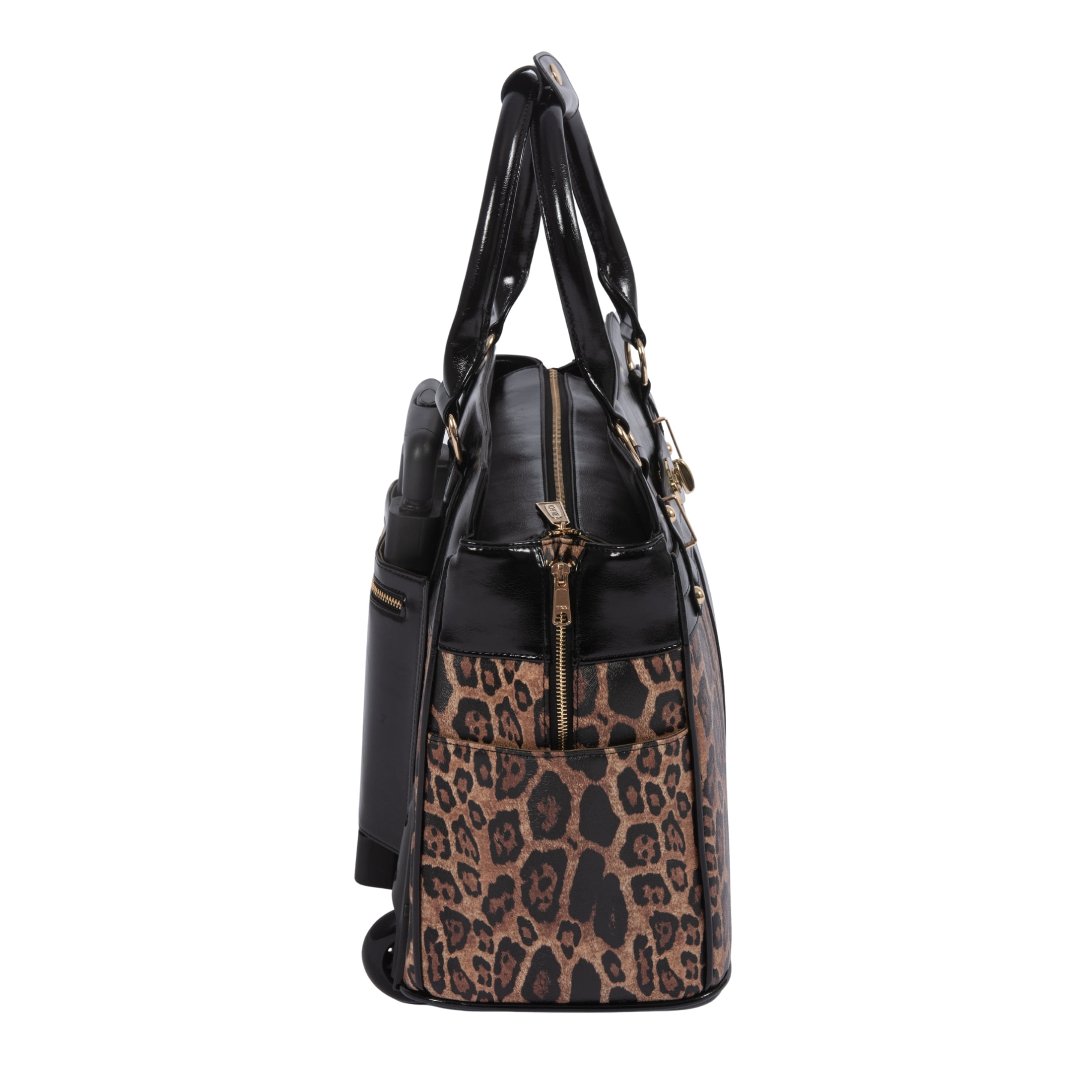 London Leopard Rolling Laptop Bag for Women Computer Case | Fits 13"-17" Laptop | Stylish Business Briefcase for Ladies