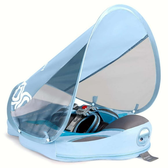 Baby Floats for Pool with Canopy Removable Sun Protection Canopy Mambobaby Float Non Inflatable Upgrade Add Tail Avoid Flip Waterproof Skin-Friendly
