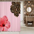 thumbnail image 2 of Manfei Leopard Print Flowers Shower Curtain 72Wx78L,Watercolor Hibiscus Bath Curtain, 2 of 6
