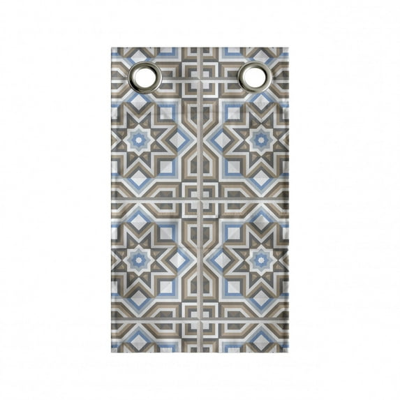 Abstract Hanging Pocket Organizer, Demonstration of Continued Star Motifs Art Deco Inspired Elements Print, Printed Polyester Storage Bag with Pockets, 9" x 16", Taupe and Pale Blue