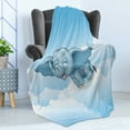 thumbnail image 4 of Animal Soft Flannel Fleece Throw Blanket, Baby Flying Clouds Comic Humor Happiness Kids Caricature Illustration, Cozy Plush for Indoor and Outdoor Use, 70" x 90", Pale Blue, by Ambesonne, 4 of 5