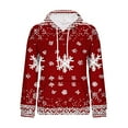 thumbnail image 4 of Lorytime Hoodies for Women Fleece Christmas Snowflakes Print Sweatshirt Long Sleeve Pullover with Pocket Tops for Holiday, 4 of 5