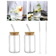 thumbnail image 2 of Vasos para beber con tapas de bambú y de vidrio, juego de 4 piezas, vasos de vidrio de , vasos de cerveza, vasos 350ml Sunnimix Beber taza de café, 2 of 8