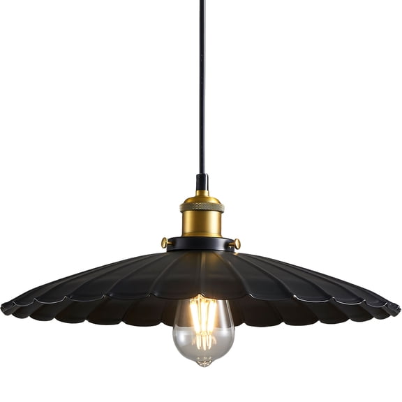 Oyisen Kitchen Pendant Lights, Black Hanging Lamp for Hallway 13.8 Inch Metal Lampshade Farmhouse Pendant Lights Kitchen Island Vintage Pendant Lighting Kitchen Island Sofa