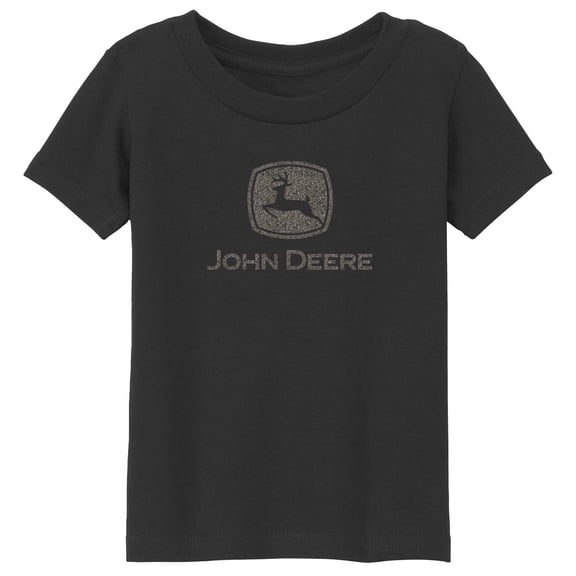 John Deere Girls Toddler Tshirt with Silver Glitter Logo in Black