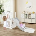 thumbnail image 2 of Costway 6 in 1 L-shaped Toddle Slide for Toddlers Age 1-3 Baby Slide with Basketball Hoop Gray + White, 2 of 9