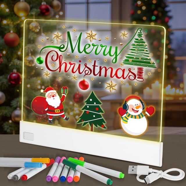 Pizarra de Notas LED Lumiboard FLETUTE 13,7 x 10 cm con Soporte y 12 Marcadores