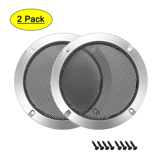 Unique Bargains 2pcs 5' Speaker Grill Mesh Decorative Circle Woofer Guard Protective Cover Audio Accessories Silver