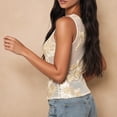 thumbnail image 6 of Bibifish Womens Tank Tops Mesh Base 3D Floral Embroidery Summer Sleeveless Camisole Sheer See Through Party Evening Tops, 6 of 6