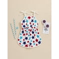 thumbnail image 6 of Hirigin 4th of July Baby Girl Outfit Kids Jumpsuit Tie-up Spaghetti Straps Stars Print Romper 12M 18M 2T 3T 4T 5T Fourth of July Clothes, 6 of 8