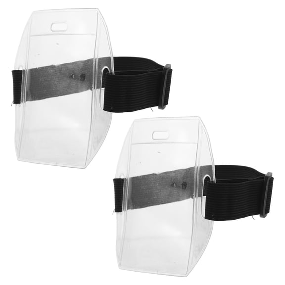 Hemoton 1 Pair Arm Badge Holder For Men Id Armband Adjustable Badge Holder With Elastic Arm Band Waterproof Ski Pass Armband For Work Postcards