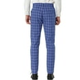 thumbnail image 3 of Unique Bargains Men's Checked Printed Slim Fit Flat Front Skinny Plaid Pattern Trousers 36 Blue, 3 of 6