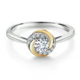 thumbnail image 3 of Gem Stone King 2 Tone 925 Silver and 10K Yellow Gold White Lab Grown Diamond Solitaire Engagement Ring for Women | 0.34 Cttw | Round 4MM | Gemstone April Birthstone  | Size 9, 3 of 5