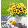 thumbnail image 2 of Ramo de girasol artificial, girasol de seda, flor amarilla falsa, decoración del hogar, decoración de boda, ramo de novia, decoración DIY, paquete de 2..., 2 of 7