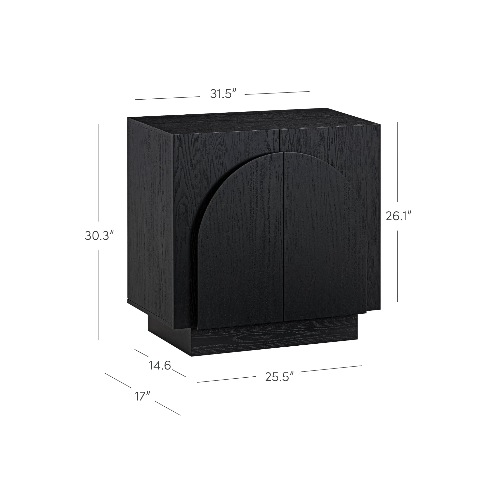 Nathan James Iris Mid-Century Modern Credenza, Black Sideboard Buffet, Living Room Wood Storage Cabinet with Arched Cabinet Doors, Black Credenza Cabinet for Kitchen or Living Room, Black Oak