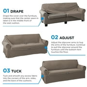 Mainstays Pixel 1-Piece Stretch Loveseat Slipcover, Sand