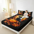 thumbnail image 4 of Manfei Autumn Harvest Fall Bed Sheets Full,Halloween Theme Bedding Full Size,Pumpkin Spider Webs Sheet Set Full,Ultra Soft Room Decor,4-Piece, 4 of 7