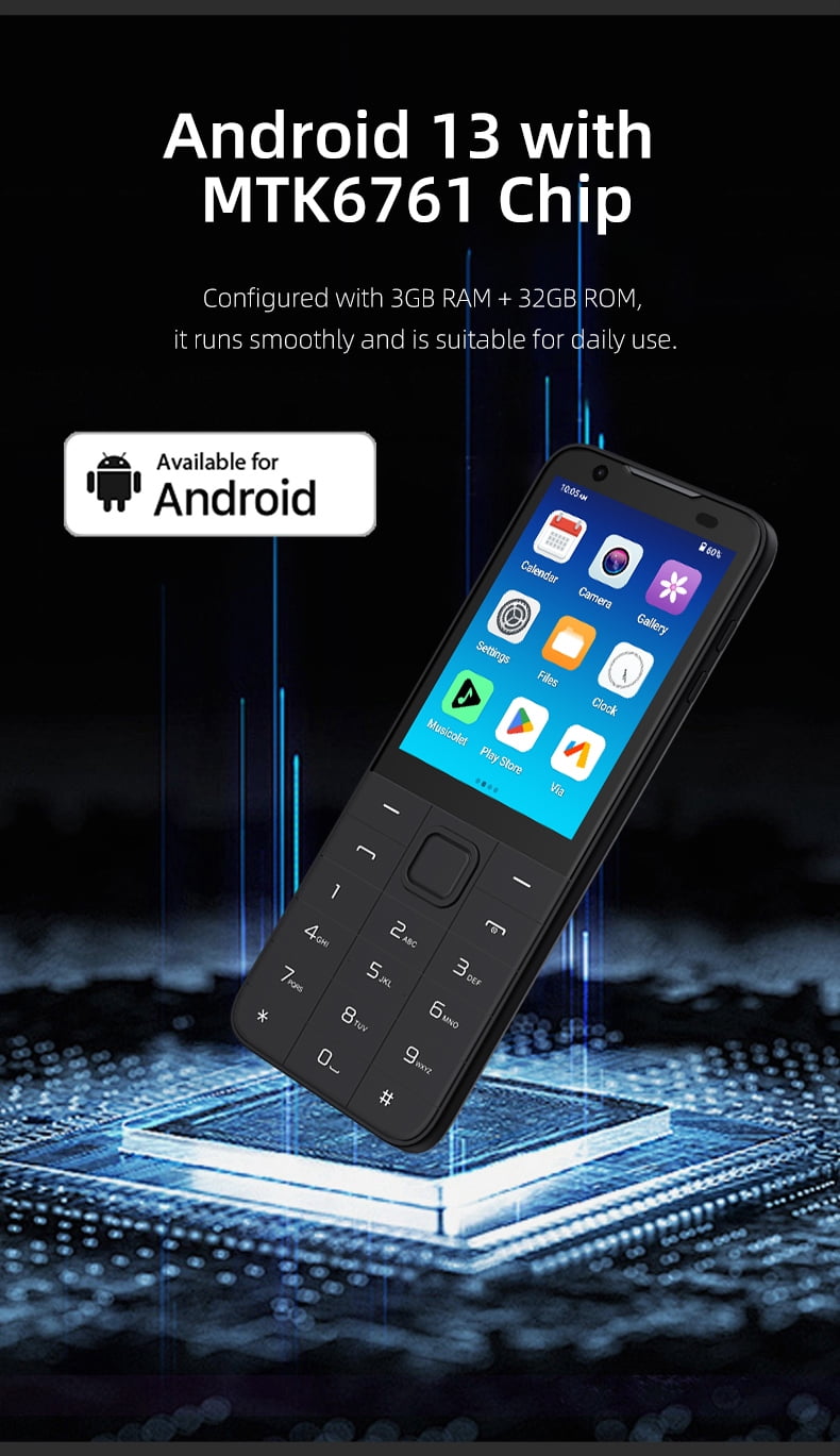 TIQ mini M5 4G Android 13 3+32GB Smartphone – Compatible with Verizon, AT&T, T-Mobile | Google Play Support | Compact Smart Mobile Phone