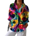 thumbnail image 4 of YLHFASHION Chemise à Imprimé Floral Rétro pour Femmes, Imprimé Artistique, Chemise Décontractée à Col en V, Liquidation, Chemises pour Femmes, 4 of 4