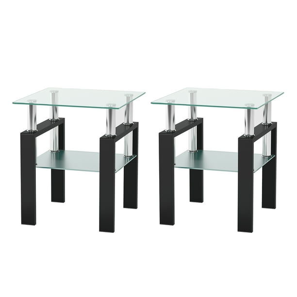 Modern Tempered Glass Coffee Table Set 3 Piece Living Room Table Set