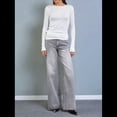thumbnail image 4 of Camisas de Cuello Redondo para Mujer, Suéteres de Punto Ligeros de Larga, Blusas Casuales Transparentes M, 4 of 8