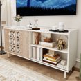 thumbnail image 6 of MDQMD Farmhouse Sideboard with 2 Sliding Doors for Living Room,Carved Console Cabinet with Shelves,White Buffet Cabinet for Dining Room, 6 of 9
