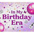 thumbnail image 4 of Purple Themed Birthday Backdrop Banner with Butterflies Disco Balls Stars Guitar Decorations Happy Birthday Party Supplies Photography Props Birthday Decoration Party Decor Backgrounds, 4 of 7