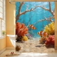 thumbnail image 3 of Starfish Beach Theme Shower Curtain Fabric Tropical Sea Waves Seashell Conch Hawaiian Seaside Scene, Ocean View Cloth Shower Curtains with Hooks for Home Hotel Decor, 3 of 6