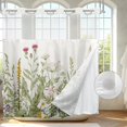 thumbnail image 3 of Small Stall Wildflower Farmhouse Half Shower Curtain  Inch Narrow Single Botanical Flower Floral Herbs Bathroom Windows Balconies Fabric Polyester Waterproof 12 Plastic Hooks, 3 of 7
