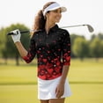 thumbnail image 4 of Uorisanigo Love Heart Womens 3/4 Sleeve Golf Shirts Size L Soft Fashionable Quick Dry Athletic Polo Shirts Versatile Zipper Neck Tennis Tops Casual Outing Wear for Workout Sports, 4 of 7