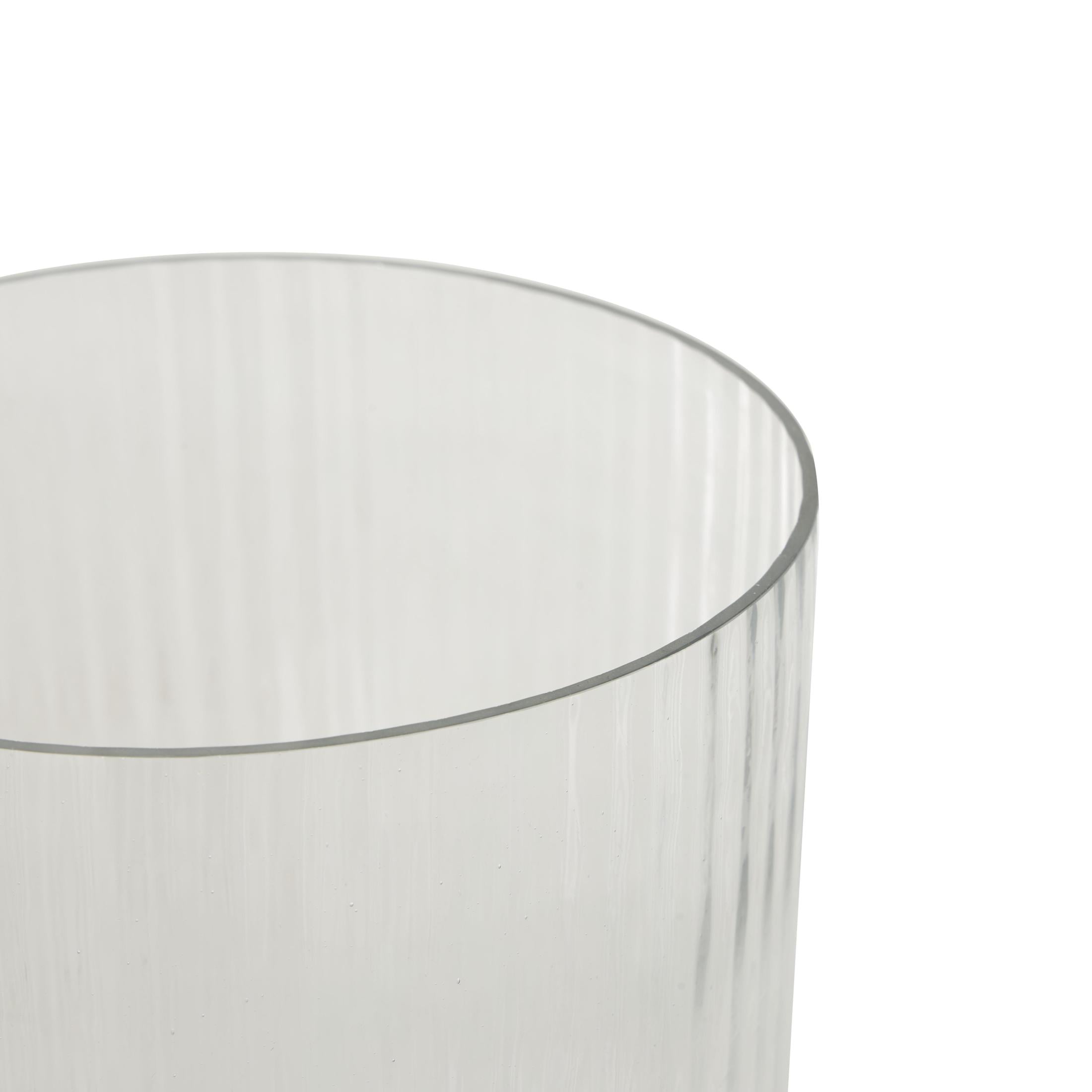 DecMode Glass Ribbed Fluted Candle Holder with Elevated Base
