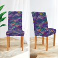 thumbnail image 3 of Yayeee 4 Pack Dining Chair Covers Stretch Parson Chairs Slipcovers Seat Protector, Purple Waves Pattern, 3 of 6