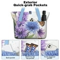 thumbnail image 2 of Tote Bag for Women - Pioneer Flower Shoulder Bag - Large Utility Work Duffle Bag with Zipper Handbag for Travel, Work, Sprots, 2 of 5