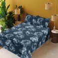 thumbnail image 2 of Ambesonne Floral Fitted & Flat Sheet with Shams 4 Pcs Set, Nostalgia Art Peony Flowers, Calking, Dark Slate Blue, 2 of 5
