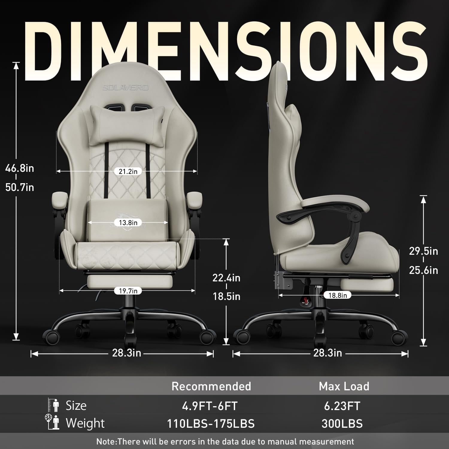 HLDIRECT Gaming Chair, Ergonomic Fabric Gamer Chair, Video Game Chair with Footrest and Massage Lumbar Cushion, Computer Office Chair