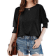 thumbnail image 1 of Blusa Tipo Túnica Informal con Cuello Redondo y Ligera para Mujer, Color Negro, Talla L, 1 of 7