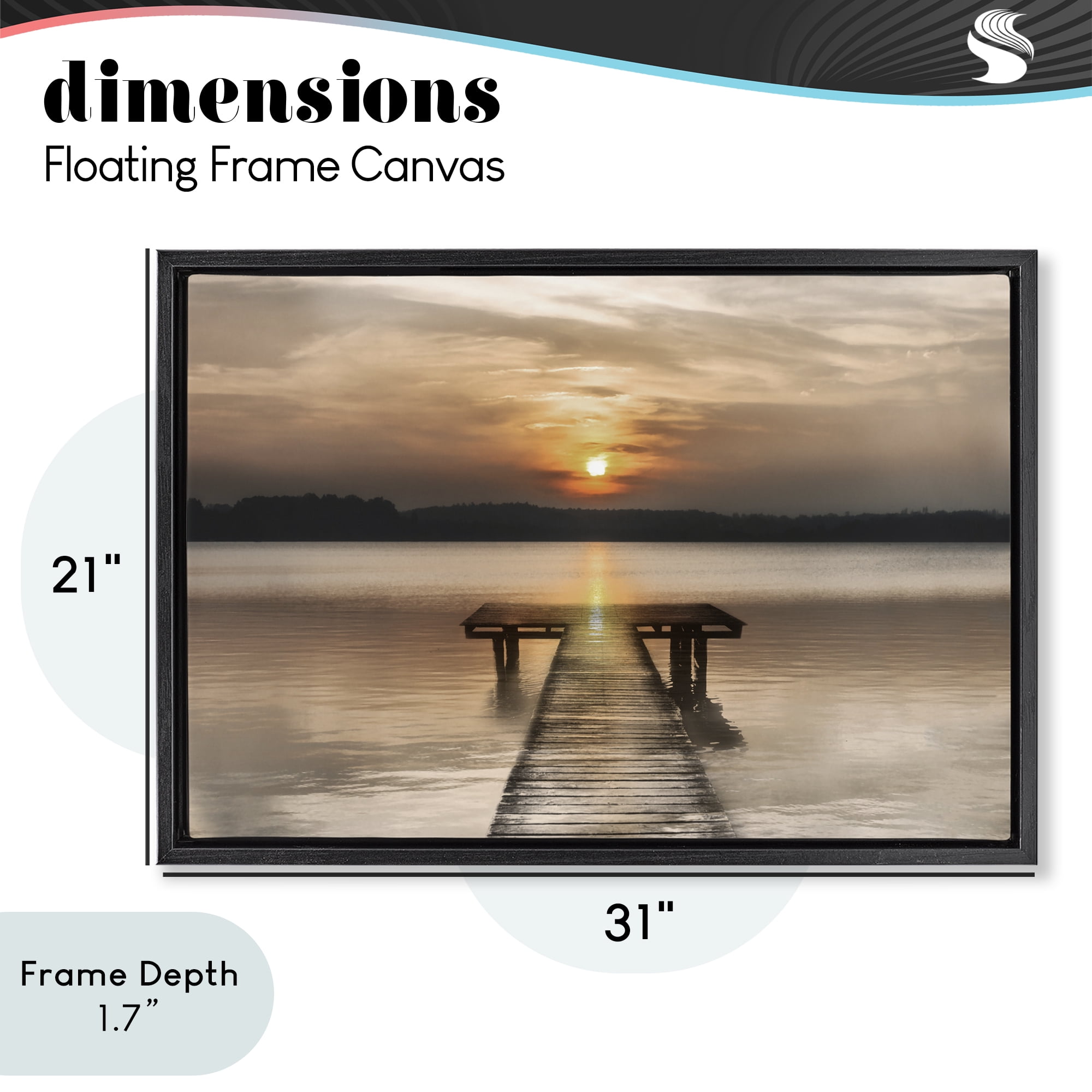 Stupell Industries Centric Reflective Sunrise Black Framed Floater Canvas Wall Art, design by Irene Weisz