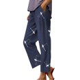 thumbnail image 1 of Pantalon Décontracté Pliable Extensible à Poches Imprimé Mode Printemps et Été pour Femmes (3), 1 of 4