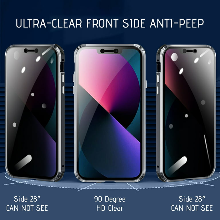 iPhone 12 Pro Case, Anti Peep Magnetic Adsorption Privacy Screen Protector  Double Sided Tempered Glass Metal Bumper Frame Anti-Peeping Phone Case