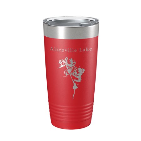 

Aliceville Lake Map Tumbler Travel Mug Insulated Laser Engraved Coffee Cup Alabama Mississippi 20 oz Red