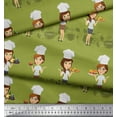 thumbnail image 2 of Soimoi Rayon Crepe Fabric Cook Girl Print Sewing Fabric Yard 46 Inch Wide, 2 of 3