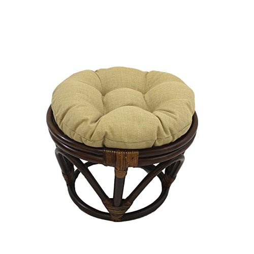 Ottomane en Rotin avec Coussin en Tissu pour l'Extérieur - Grès