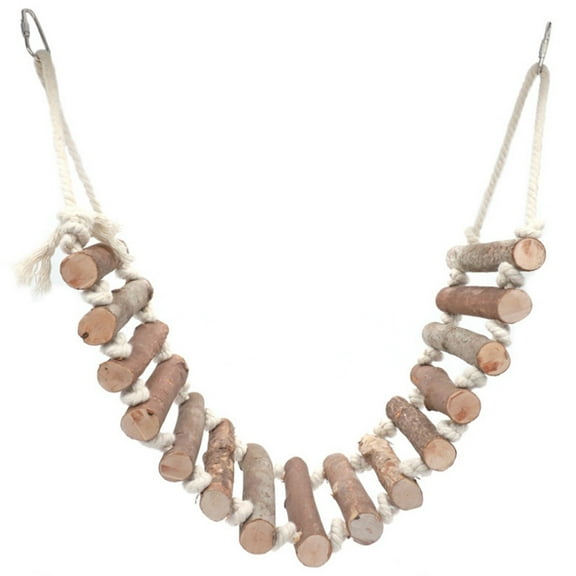 OAVQHLG3B Wooden Natural Rope Ladder Toy Swing Ladder Chewing Toys Hanging Pet Bird Cage Rodents Ladder