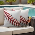 thumbnail image 5 of 2 Pack Outdoor Waterproof Throw Pillow Covers,USA Baseball Red Needle Stripe Decorative Square Patio Pillowcases for Chair Couch Sofa 16x16in, 5 of 9