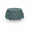 thumbnail image 3 of Blue Ottoman Cover, Valentines Romantic Love, 2 Piece Slipcover Set with Ruffle Skirt for Square Round Cube Footstool Decorative Home Accent, Standard Size, Blue Brown and Vermilion, by Ambesonne, 3 of 5