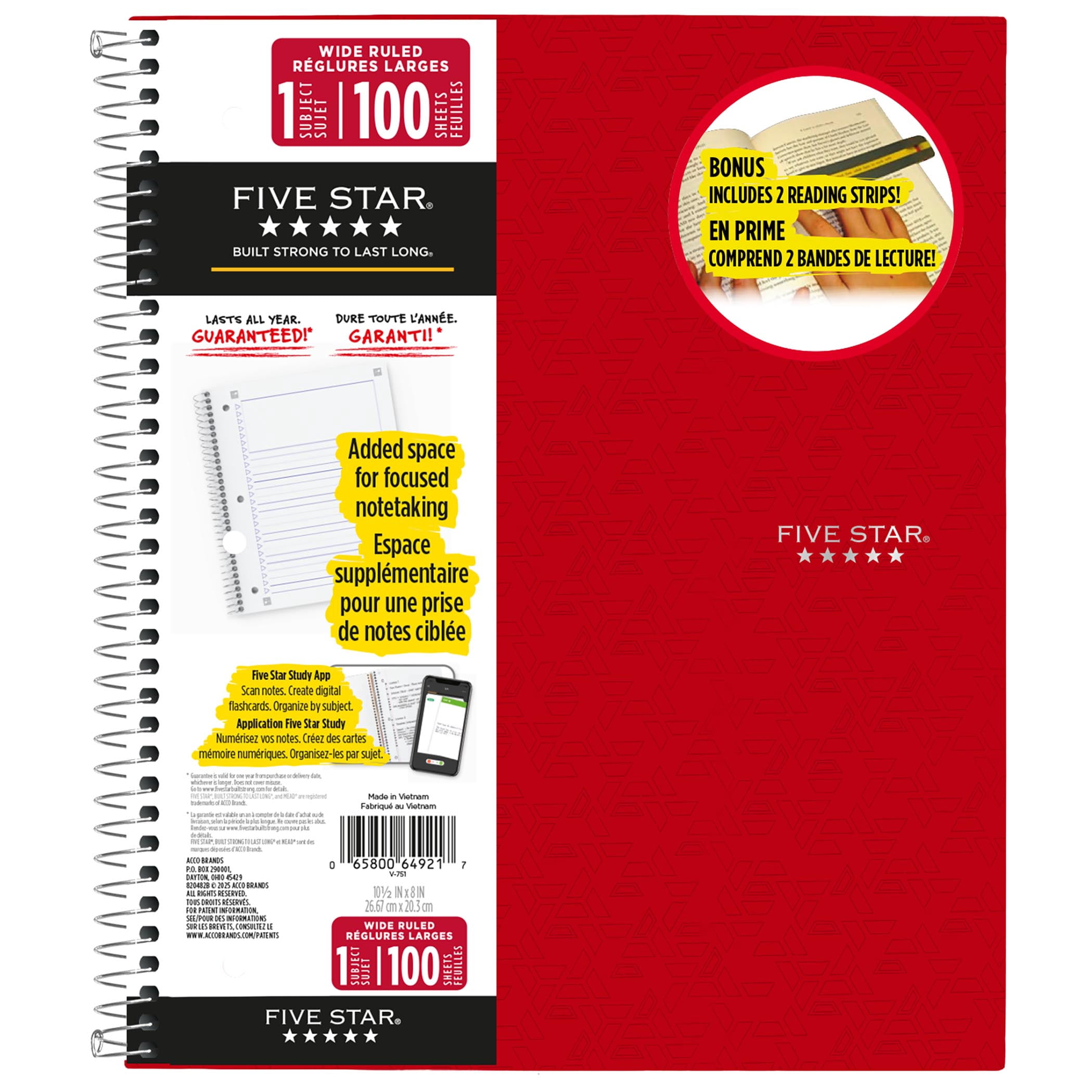 Five Star® Focused Learning Notebook, Red