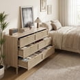 thumbnail image 4 of 8-Drawer Rattan Dresser with Gold Handles, Woven Storage Chest of Drawers for Bedroom, Living Room, Entryway – Durable Engineered Wood Construction, Easy Assembly, Oak, 4 of 8