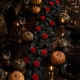 thumbnail image 5 of 69-Inch Black Leaf Red Rose Vine, PE Material, Gothic Dark Romance, Halloween Table Party Home Decor, 5 of 8